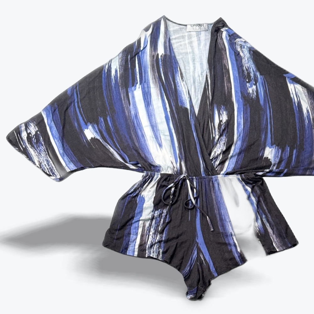 Darah Dahl Romper Kimono Sleeve Surplice V Neck Beach Swim Cover Womens Medium